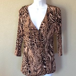 3/4 sleeve blouse animal print